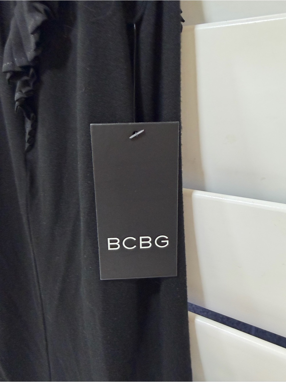 BCBG Black Ruffled Sleeve Top - Picture 3 of 5